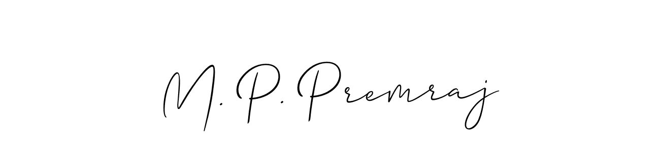 Make a beautiful signature design for name M. P. Premraj. With this signature (Allison_Script) style, you can create a handwritten signature for free. M. P. Premraj signature style 2 images and pictures png