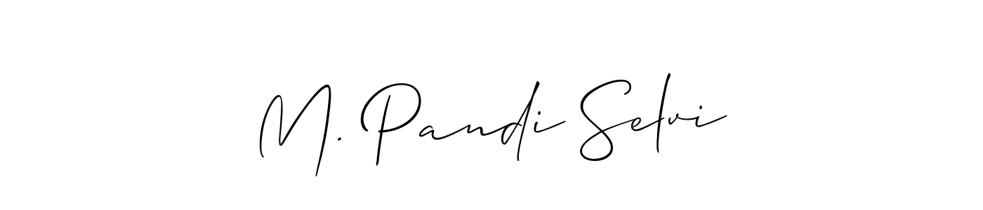 Make a short M. Pandi Selvi signature style. Manage your documents anywhere anytime using Allison_Script. Create and add eSignatures, submit forms, share and send files easily. M. Pandi Selvi signature style 2 images and pictures png