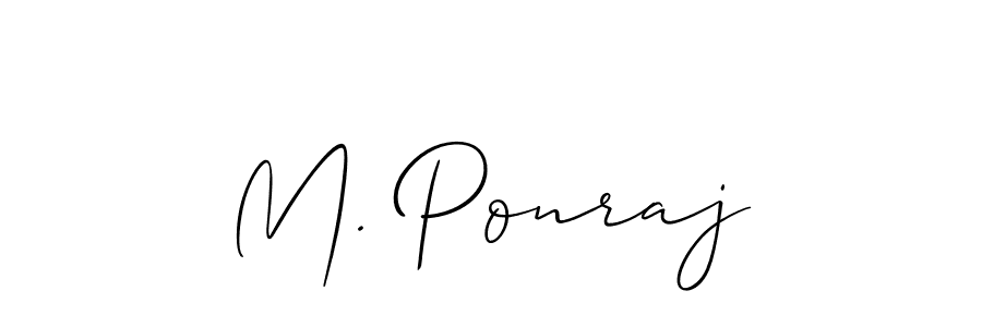 Make a beautiful signature design for name M. Ponraj. With this signature (Allison_Script) style, you can create a handwritten signature for free. M. Ponraj signature style 2 images and pictures png