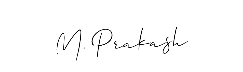 The best way (Allison_Script) to make a short signature is to pick only two or three words in your name. The name M. Prakash include a total of six letters. For converting this name. M. Prakash signature style 2 images and pictures png