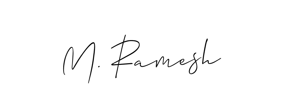 The best way (Allison_Script) to make a short signature is to pick only two or three words in your name. The name M. Ramesh include a total of six letters. For converting this name. M. Ramesh signature style 2 images and pictures png