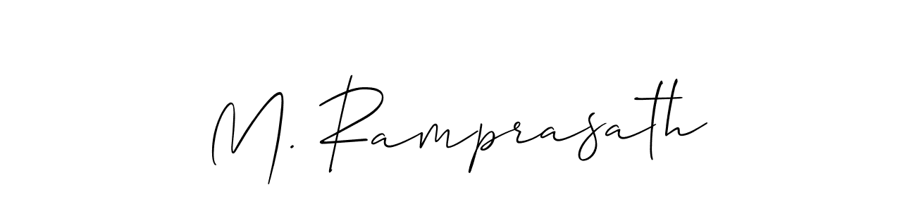 The best way (Allison_Script) to make a short signature is to pick only two or three words in your name. The name M. Ramprasath include a total of six letters. For converting this name. M. Ramprasath signature style 2 images and pictures png