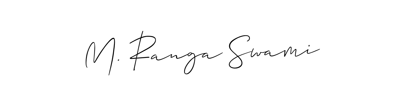 How to make M. Ranga Swami name signature. Use Allison_Script style for creating short signs online. This is the latest handwritten sign. M. Ranga Swami signature style 2 images and pictures png