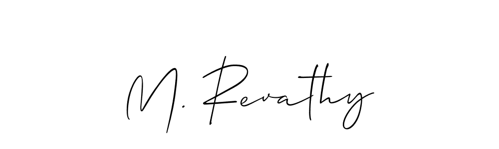 if you are searching for the best signature style for your name M. Revathy. so please give up your signature search. here we have designed multiple signature styles  using Allison_Script. M. Revathy signature style 2 images and pictures png