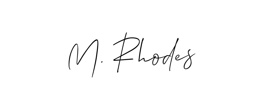 Make a short M. Rhodes signature style. Manage your documents anywhere anytime using Allison_Script. Create and add eSignatures, submit forms, share and send files easily. M. Rhodes signature style 2 images and pictures png