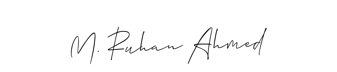 Similarly Allison_Script is the best handwritten signature design. Signature creator online .You can use it as an online autograph creator for name M. Ruhan Ahmed. M. Ruhan Ahmed signature style 2 images and pictures png