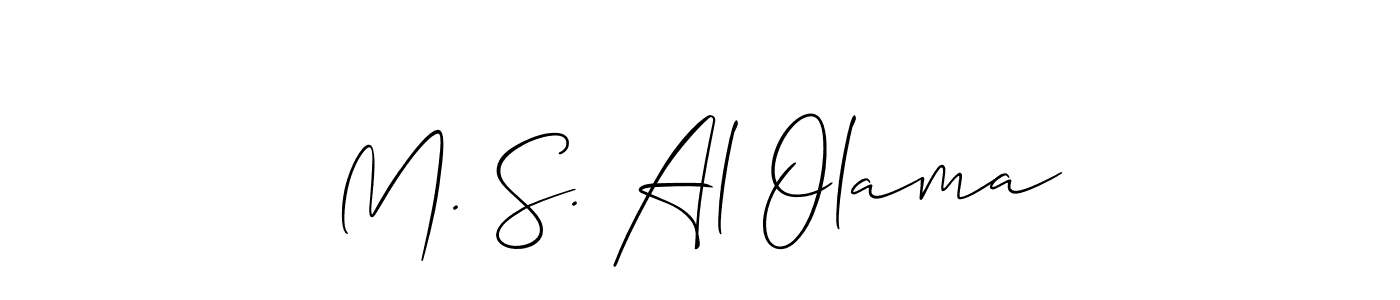 How to make M. S. Al Olama name signature. Use Allison_Script style for creating short signs online. This is the latest handwritten sign. M. S. Al Olama signature style 2 images and pictures png