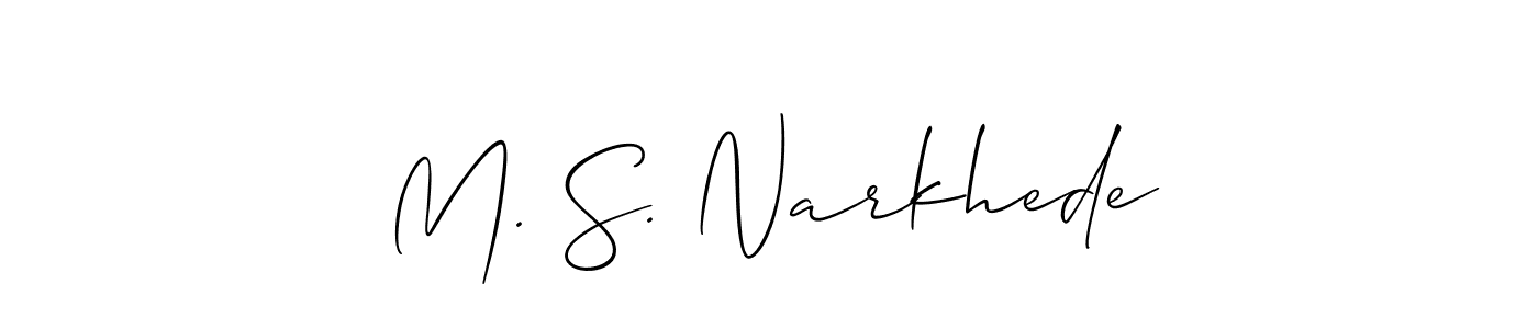 How to make M. S. Narkhede name signature. Use Allison_Script style for creating short signs online. This is the latest handwritten sign. M. S. Narkhede signature style 2 images and pictures png