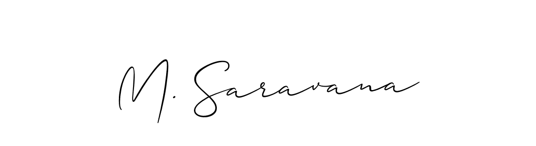 Also we have M. Saravana name is the best signature style. Create professional handwritten signature collection using Allison_Script autograph style. M. Saravana signature style 2 images and pictures png