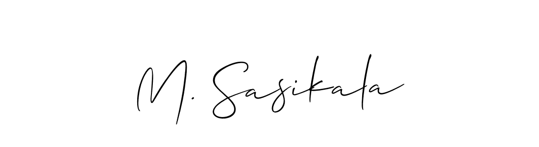 Also You can easily find your signature by using the search form. We will create M. Sasikala name handwritten signature images for you free of cost using Allison_Script sign style. M. Sasikala signature style 2 images and pictures png