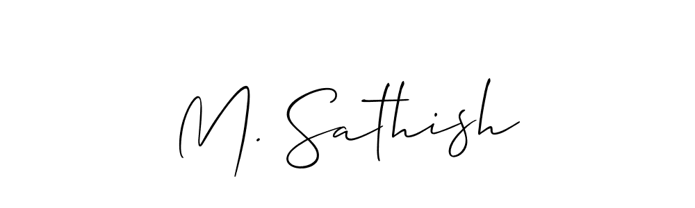 Also You can easily find your signature by using the search form. We will create M. Sathish name handwritten signature images for you free of cost using Allison_Script sign style. M. Sathish signature style 2 images and pictures png