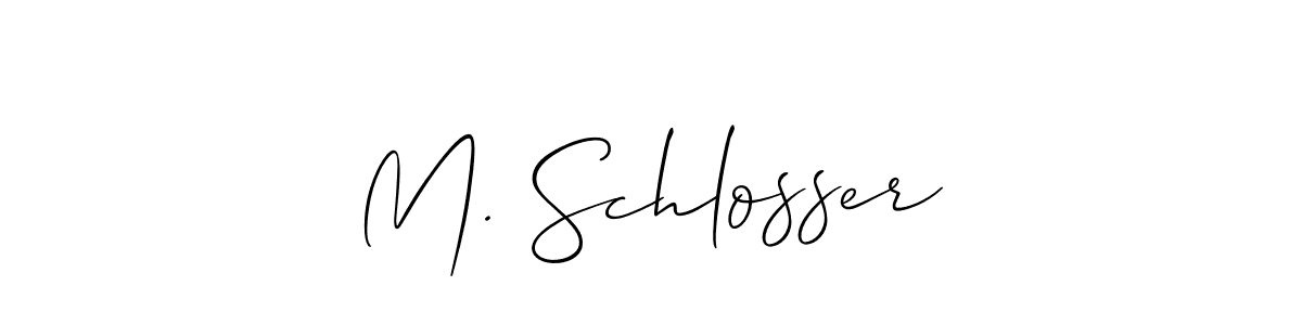 How to make M. Schlosser name signature. Use Allison_Script style for creating short signs online. This is the latest handwritten sign. M. Schlosser signature style 2 images and pictures png