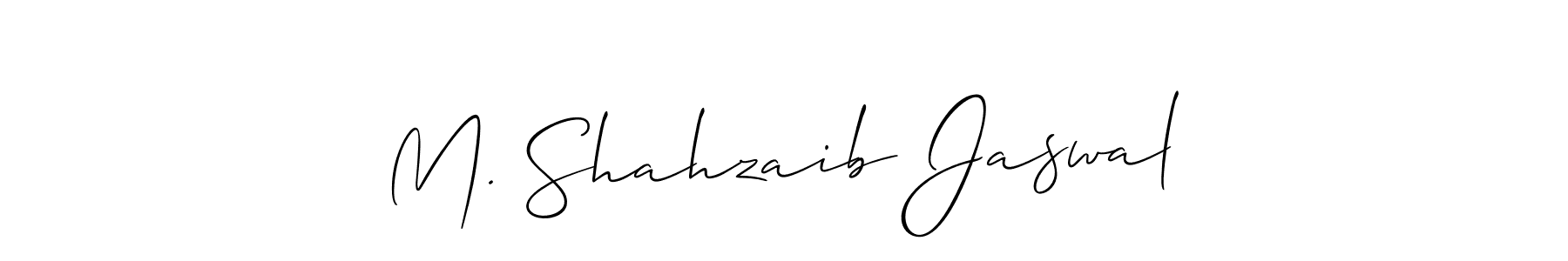 The best way (Allison_Script) to make a short signature is to pick only two or three words in your name. The name M. Shahzaib Jaswal include a total of six letters. For converting this name. M. Shahzaib Jaswal signature style 2 images and pictures png