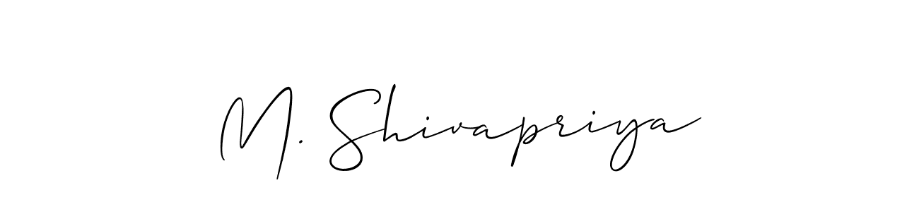 The best way (Allison_Script) to make a short signature is to pick only two or three words in your name. The name M. Shivapriya include a total of six letters. For converting this name. M. Shivapriya signature style 2 images and pictures png