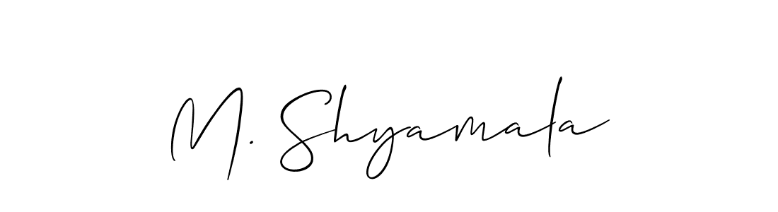 The best way (Allison_Script) to make a short signature is to pick only two or three words in your name. The name M. Shyamala include a total of six letters. For converting this name. M. Shyamala signature style 2 images and pictures png