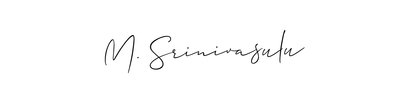 Use a signature maker to create a handwritten signature online. With this signature software, you can design (Allison_Script) your own signature for name M. Srinivasulu. M. Srinivasulu signature style 2 images and pictures png