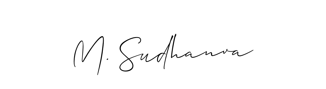 Use a signature maker to create a handwritten signature online. With this signature software, you can design (Allison_Script) your own signature for name M. Sudhanva. M. Sudhanva signature style 2 images and pictures png