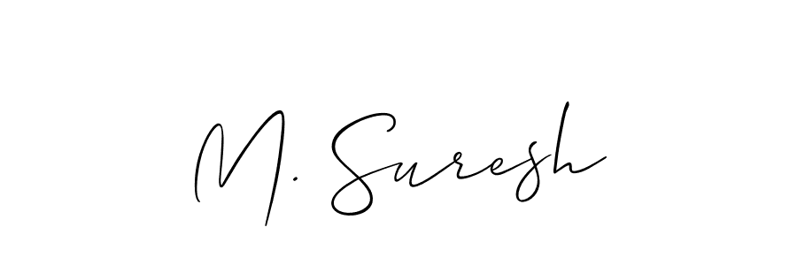 The best way (Allison_Script) to make a short signature is to pick only two or three words in your name. The name M. Suresh include a total of six letters. For converting this name. M. Suresh signature style 2 images and pictures png