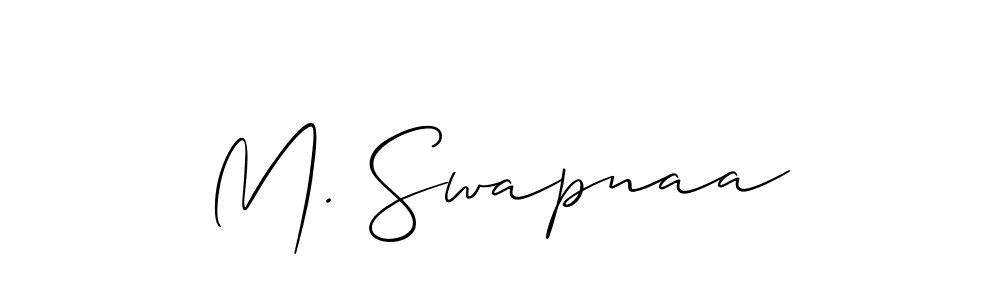 Allison_Script is a professional signature style that is perfect for those who want to add a touch of class to their signature. It is also a great choice for those who want to make their signature more unique. Get M. Swapnaa name to fancy signature for free. M. Swapnaa signature style 2 images and pictures png