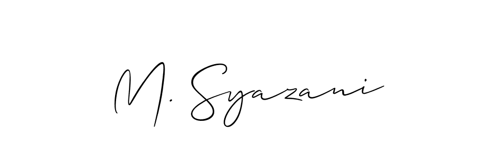 if you are searching for the best signature style for your name M. Syazani. so please give up your signature search. here we have designed multiple signature styles  using Allison_Script. M. Syazani signature style 2 images and pictures png