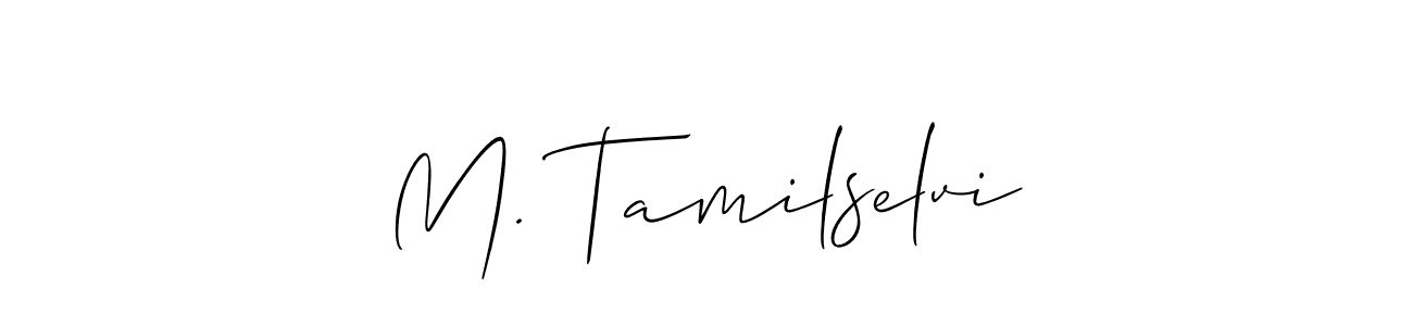 Also You can easily find your signature by using the search form. We will create M. Tamilselvi name handwritten signature images for you free of cost using Allison_Script sign style. M. Tamilselvi signature style 2 images and pictures png