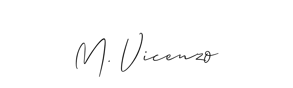 You should practise on your own different ways (Allison_Script) to write your name (M. Vicenzo) in signature. don't let someone else do it for you. M. Vicenzo signature style 2 images and pictures png