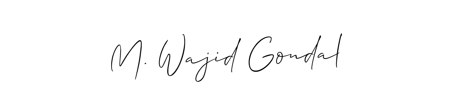 You should practise on your own different ways (Allison_Script) to write your name (M. Wajid Gondal) in signature. don't let someone else do it for you. M. Wajid Gondal signature style 2 images and pictures png