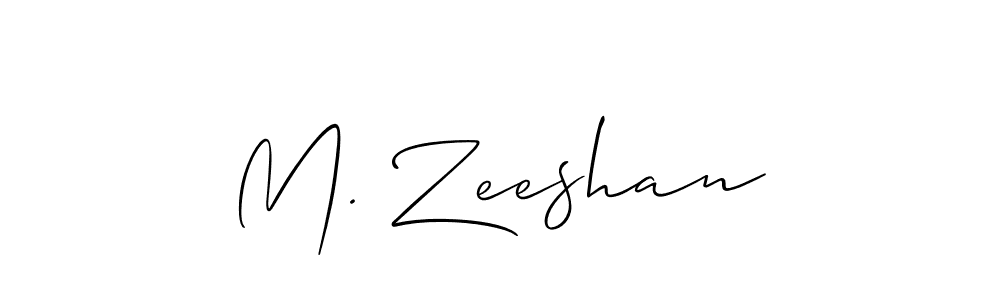 The best way (Allison_Script) to make a short signature is to pick only two or three words in your name. The name M. Zeeshan include a total of six letters. For converting this name. M. Zeeshan signature style 2 images and pictures png