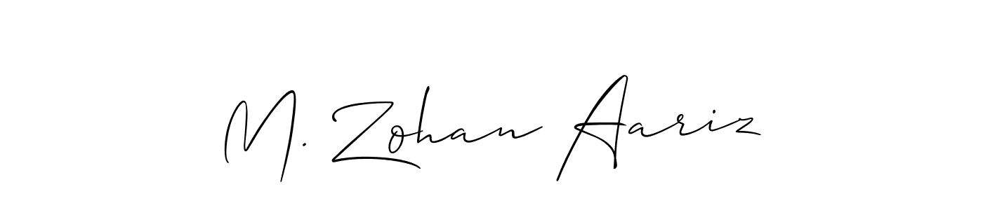 Use a signature maker to create a handwritten signature online. With this signature software, you can design (Allison_Script) your own signature for name M. Zohan Aariz. M. Zohan Aariz signature style 2 images and pictures png