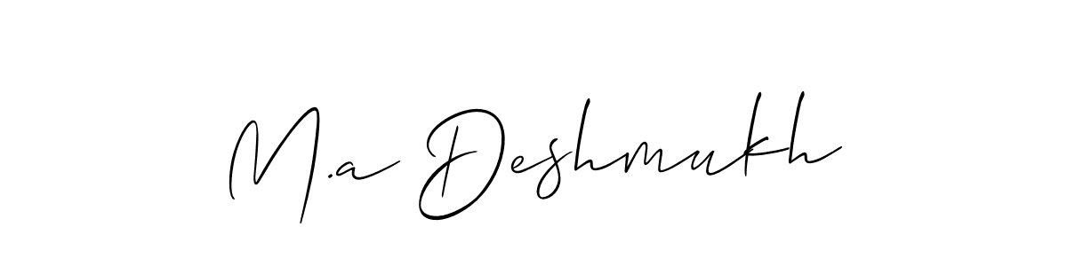 Similarly Allison_Script is the best handwritten signature design. Signature creator online .You can use it as an online autograph creator for name M.a Deshmukh. M.a Deshmukh signature style 2 images and pictures png