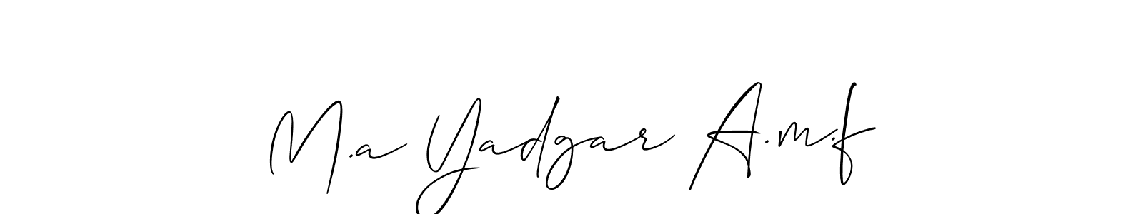 Make a beautiful signature design for name M.a Yadgar A.m.f. With this signature (Allison_Script) style, you can create a handwritten signature for free. M.a Yadgar A.m.f signature style 2 images and pictures png