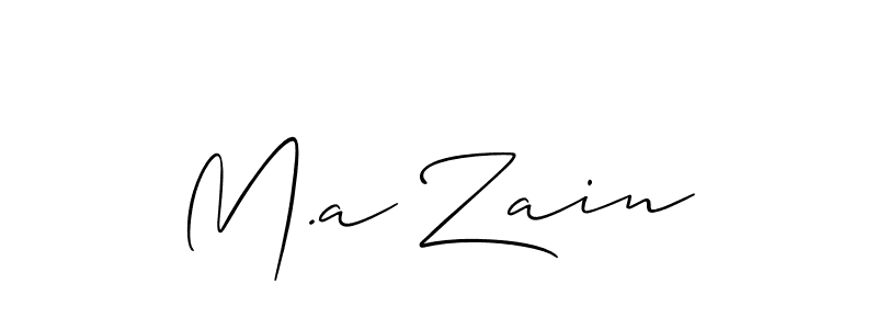 Design your own signature with our free online signature maker. With this signature software, you can create a handwritten (Allison_Script) signature for name M.a Zain. M.a Zain signature style 2 images and pictures png