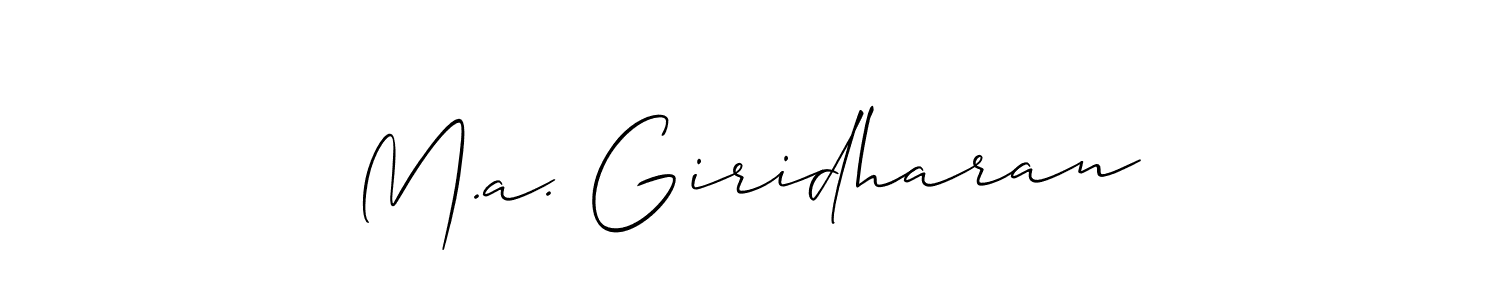 if you are searching for the best signature style for your name M.a. Giridharan. so please give up your signature search. here we have designed multiple signature styles  using Allison_Script. M.a. Giridharan signature style 2 images and pictures png