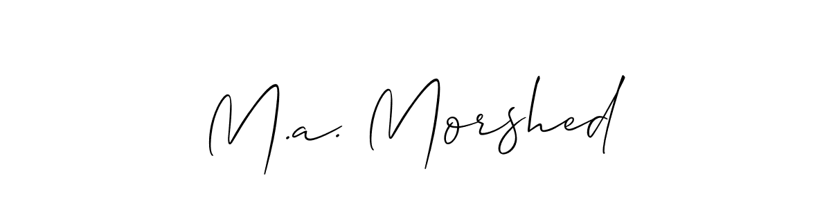 How to Draw M.a. Morshed signature style? Allison_Script is a latest design signature styles for name M.a. Morshed. M.a. Morshed signature style 2 images and pictures png