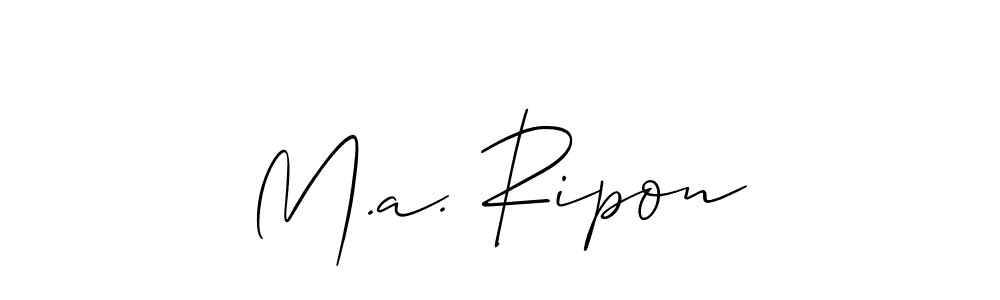 Make a beautiful signature design for name M.a. Ripon. With this signature (Allison_Script) style, you can create a handwritten signature for free. M.a. Ripon signature style 2 images and pictures png