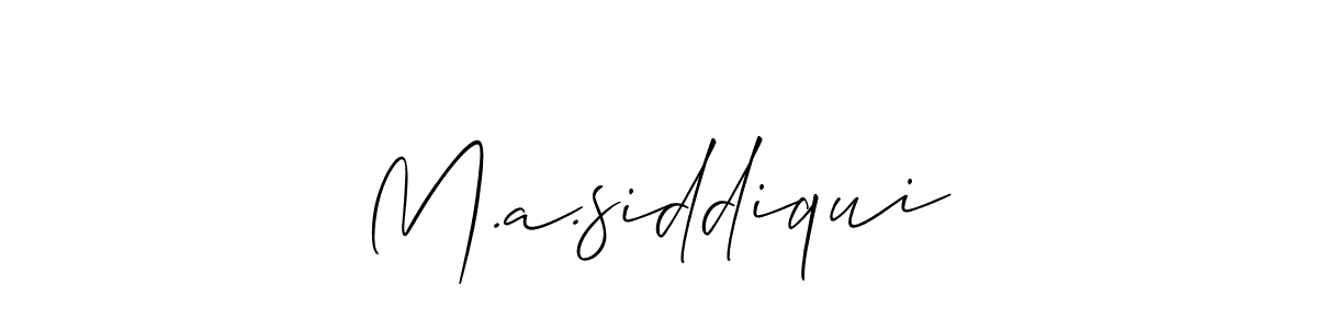 Use a signature maker to create a handwritten signature online. With this signature software, you can design (Allison_Script) your own signature for name M.a.siddiqui. M.a.siddiqui signature style 2 images and pictures png