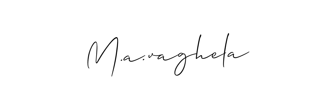 The best way (Allison_Script) to make a short signature is to pick only two or three words in your name. The name M.a.vaghela include a total of six letters. For converting this name. M.a.vaghela signature style 2 images and pictures png