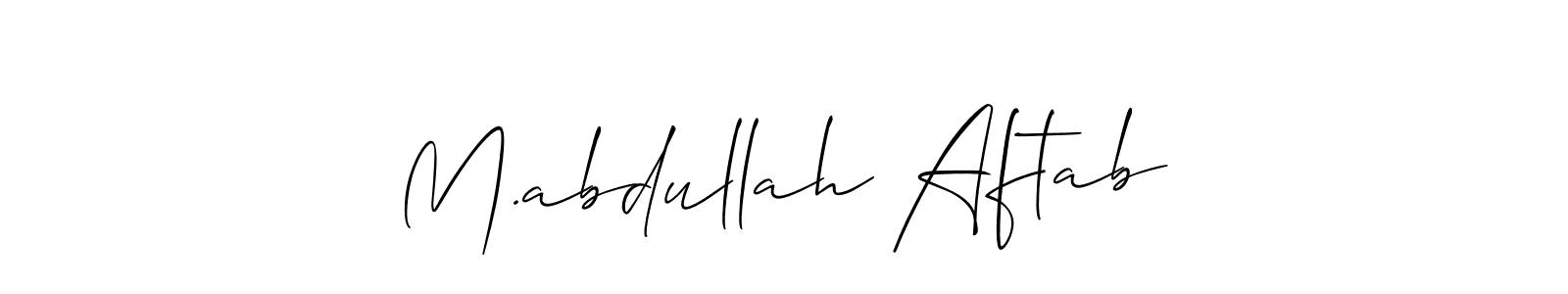 The best way (Allison_Script) to make a short signature is to pick only two or three words in your name. The name M.abdullah Aftab include a total of six letters. For converting this name. M.abdullah Aftab signature style 2 images and pictures png