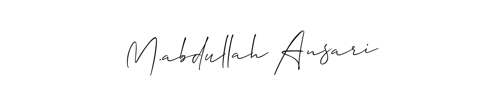 You should practise on your own different ways (Allison_Script) to write your name (M.abdullah Ansari) in signature. don't let someone else do it for you. M.abdullah Ansari signature style 2 images and pictures png