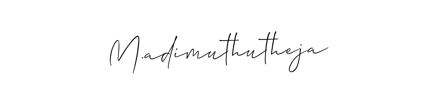 if you are searching for the best signature style for your name M.adimuthutheja. so please give up your signature search. here we have designed multiple signature styles  using Allison_Script. M.adimuthutheja signature style 2 images and pictures png