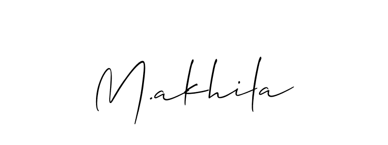 Also You can easily find your signature by using the search form. We will create M.akhila name handwritten signature images for you free of cost using Allison_Script sign style. M.akhila signature style 2 images and pictures png