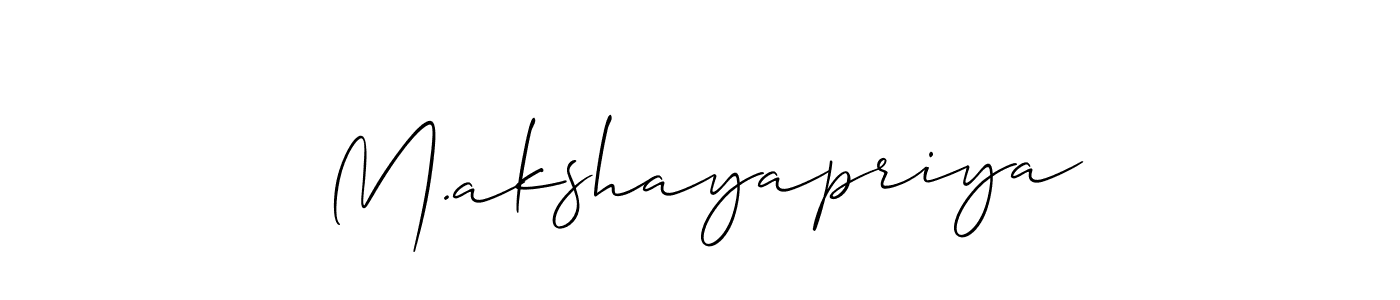 Also You can easily find your signature by using the search form. We will create M.akshayapriya name handwritten signature images for you free of cost using Allison_Script sign style. M.akshayapriya signature style 2 images and pictures png