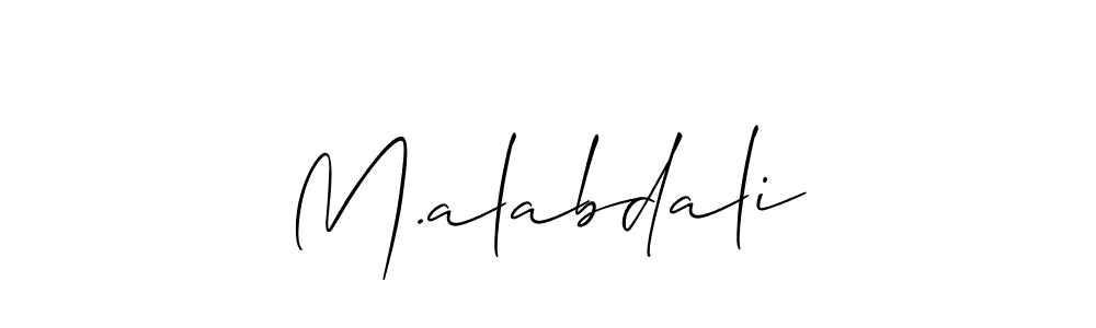 You should practise on your own different ways (Allison_Script) to write your name (M.alabdali) in signature. don't let someone else do it for you. M.alabdali signature style 2 images and pictures png