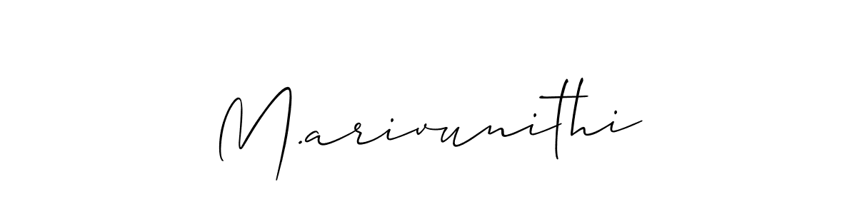 How to Draw M.arivunithi signature style? Allison_Script is a latest design signature styles for name M.arivunithi. M.arivunithi signature style 2 images and pictures png