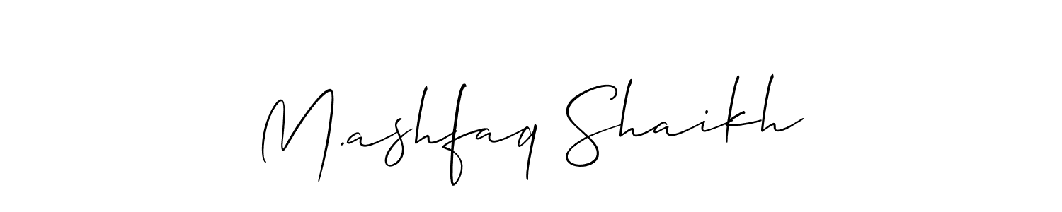 Use a signature maker to create a handwritten signature online. With this signature software, you can design (Allison_Script) your own signature for name M.ashfaq Shaikh. M.ashfaq Shaikh signature style 2 images and pictures png