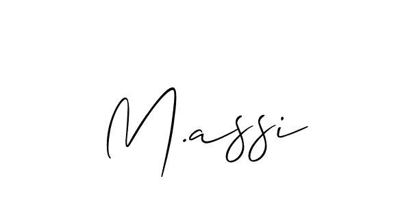 The best way (Allison_Script) to make a short signature is to pick only two or three words in your name. The name M.assi include a total of six letters. For converting this name. M.assi signature style 2 images and pictures png