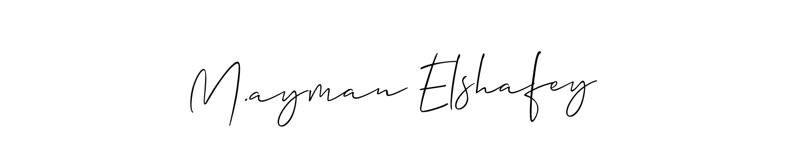 Make a short M.ayman Elshafey signature style. Manage your documents anywhere anytime using Allison_Script. Create and add eSignatures, submit forms, share and send files easily. M.ayman Elshafey signature style 2 images and pictures png