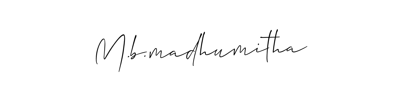 Design your own signature with our free online signature maker. With this signature software, you can create a handwritten (Allison_Script) signature for name M.b.madhumitha. M.b.madhumitha signature style 2 images and pictures png