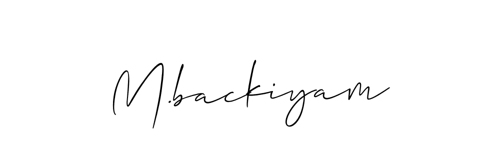 Make a beautiful signature design for name M.backiyam. With this signature (Allison_Script) style, you can create a handwritten signature for free. M.backiyam signature style 2 images and pictures png