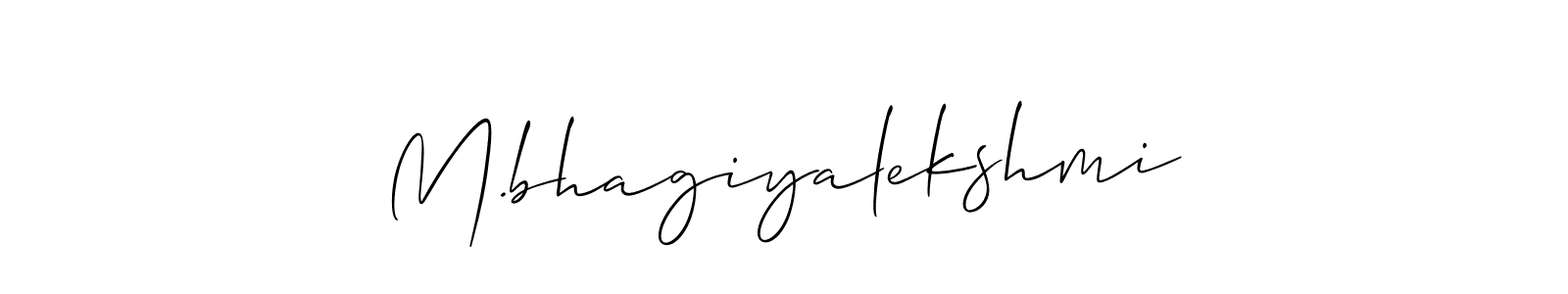 The best way (Allison_Script) to make a short signature is to pick only two or three words in your name. The name M.bhagiyalekshmi include a total of six letters. For converting this name. M.bhagiyalekshmi signature style 2 images and pictures png